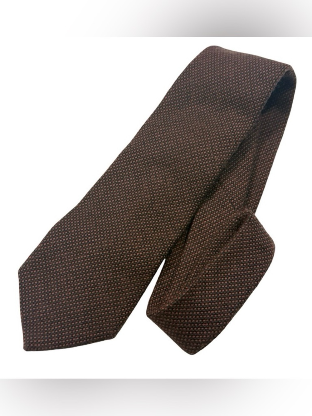 Gucci 100% Wool Tie Brown Rust Micro Dot Italy Classic